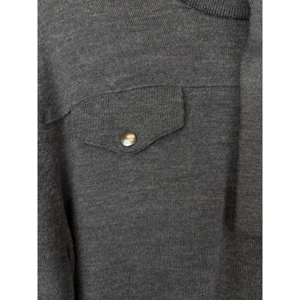 Banana Republic Gray Quarter Zip  Pocket Jacket Size XL Italian Yarn Wool Blend